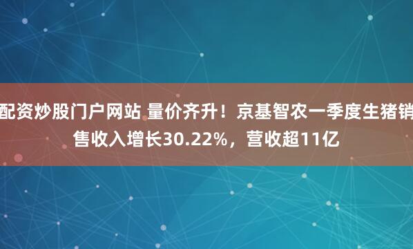 配资炒股门户网站 量价齐升！京基智农一季度生猪销售收入增长30.22%，营收超11亿