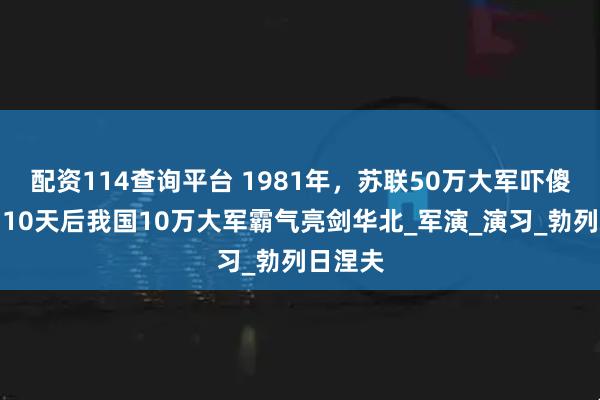 配资114查询平台 1981年，苏联50万大军吓傻北约，10天后我国10万大军霸气亮剑华北_军演_演习_勃列日涅夫